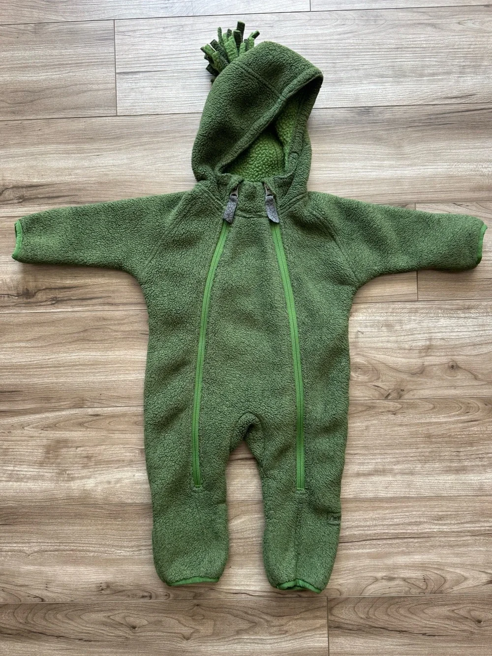 REI baby infant double zip bunting fleece snow suit moss green size 6 months